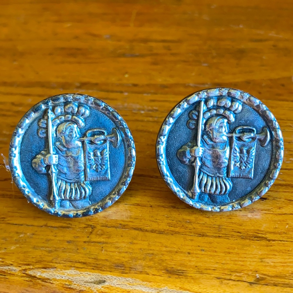 VTG Hickok USA silver tone round guard cuff links